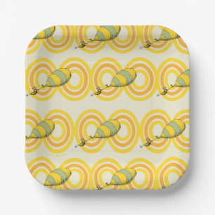 Plato De Papel Oh, los lugares a los que irás   Patrón naranja