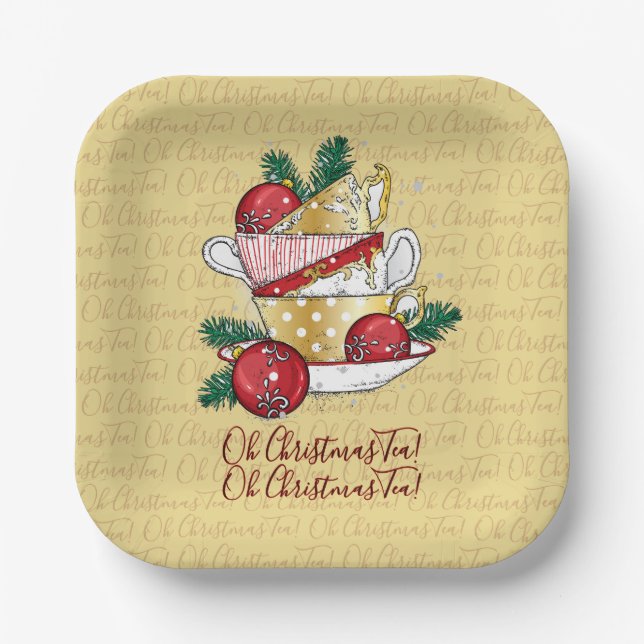 Plato De Papel ¡Oh Navidades Tea! (Anverso)