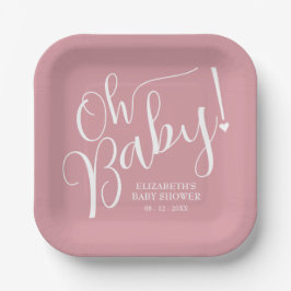 Plato De Papel ¡Oh, nena! Baby Shower Chica rosa