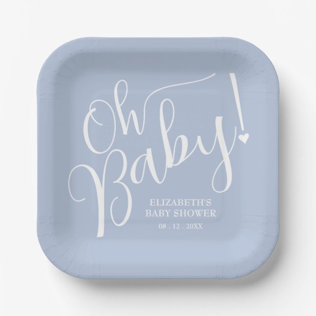 Plato De Papel ¡Oh, nena! Baby Shower de Blue Boy (Anverso)