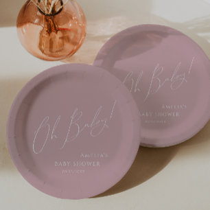 Plato De Papel ¡Oh, nena! ¡Un Rosa delicioso! Baby Shower