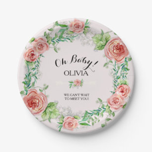 Plato De Papel Oh Niña BOHO Chic Ducha Acuarela Floral