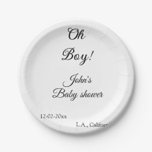 Plato De Papel oh niño chica bebé ducha añada nombre fecha año lu