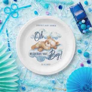 Plato De Papel Oh Niño Oso Apenas Espera Oso Nubes Azules Fiesta 