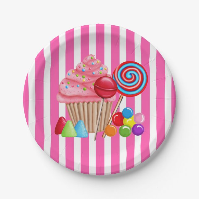 Plato De Papel Oh placas de papel dulces de Candyland (Anverso)