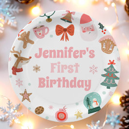 Plato De Papel Oh Qué Navidades divertidos Chica Fiesta Primer Cu