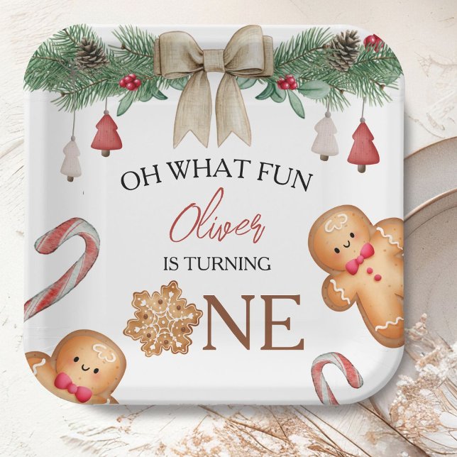 Plato De Papel Oh What Fun Christmas Cookies 1st Birthday (Subido por el creador)