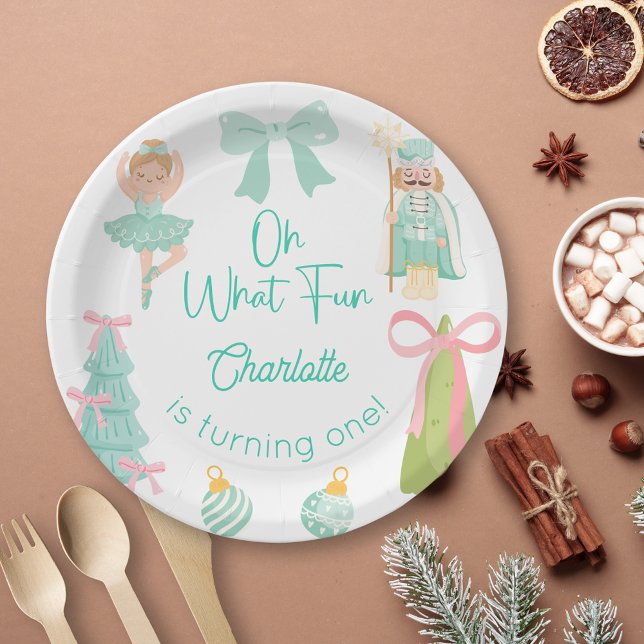 Plato De Papel Oh What Fun Mint Nutcracker Birthday (Subido por el creador)