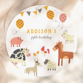 Plato De Papel Oink Baa Quack Moo Farm Animals Birthday Party