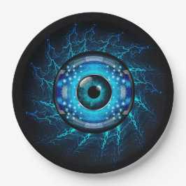 Plato De Papel Ojo de circuito cibernético