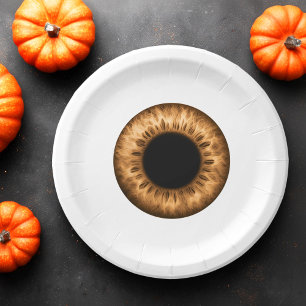Plato De Papel Ojo marrón iris broma divertida Halloween