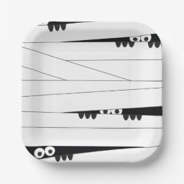 Plato De Papel Ojos blancos negros buscando a mi mamá Halloween