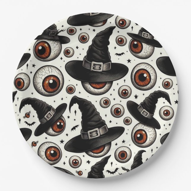 Plato De Papel Ojos de Bruja (Anverso)
