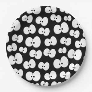 Plato De Papel Ojos fantasmagóricos blancos y negros lindos