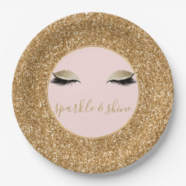 Plato De Papel Ojos Glitz Gold