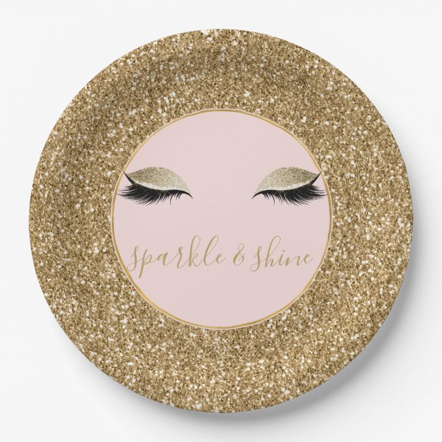 Plato De Papel Ojos Glitz Gold (Anverso)