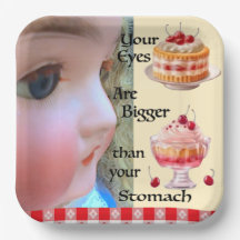 Ojos más grandes que placas de papel de 9" Stomach