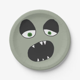 Plato De Papel Ojos y boca de fantasma