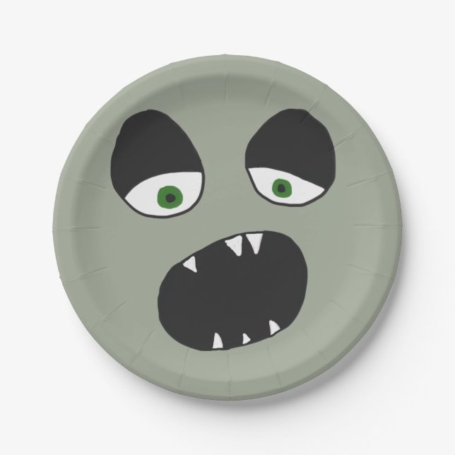 Plato De Papel Ojos y boca de fantasma (Anverso)