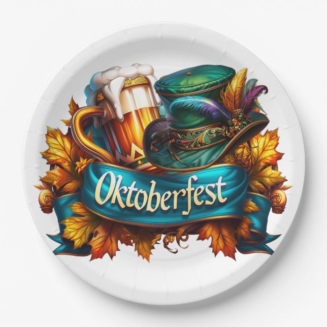 Plato De Papel Oktoberfest Colorido (Anverso)