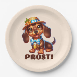 Plato De Papel ¡Oktoberfest Dachshund Prost!