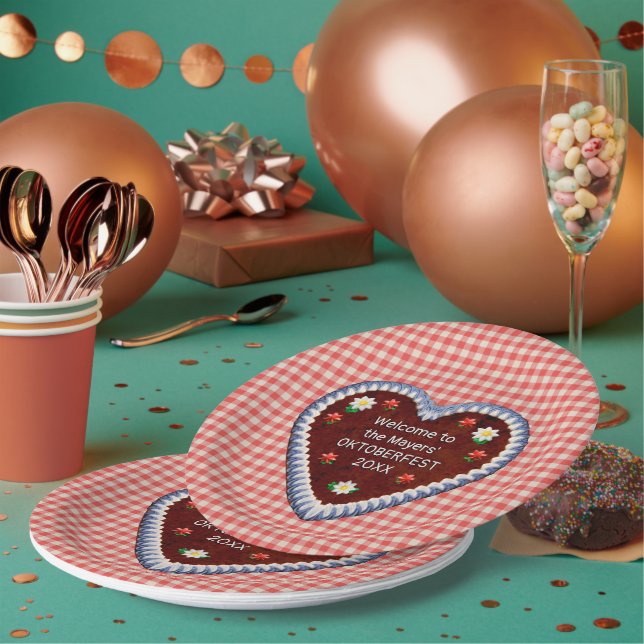 Plato De Papel Oktoberfest Heart (personalizable) (Multi)