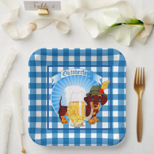 Plato De Papel Oktoberfest Wiener Dog