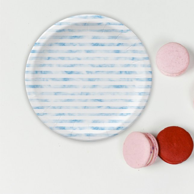 Plato De Papel Ola Azul Náutica (Subido por el creador)