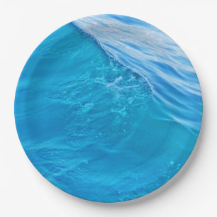 Plato De Papel Ola de agua azul