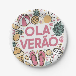 Plato De Papel Olá Verão/Hello summer 