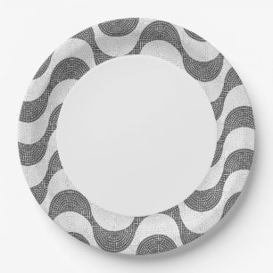 Plato De Papel Olas blancas y negras de adoquín de Portugal