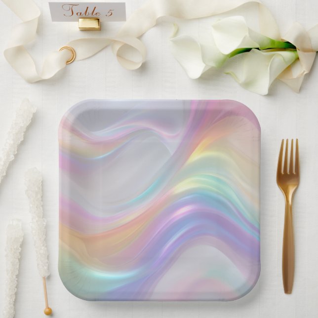 Plato De Papel Olas de Luz (Boda)