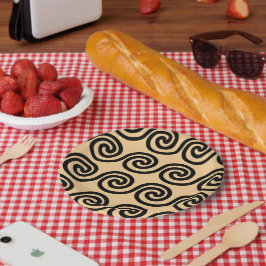 Plato De Papel Olas de patrón de llave de Meandro griego Marrón