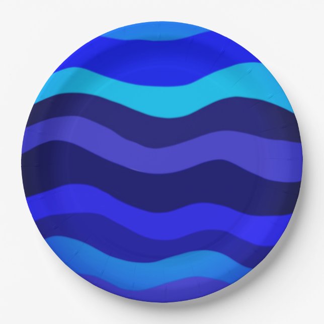 Plato De Papel OLAS DE Placa de papel AZUL (Anverso)