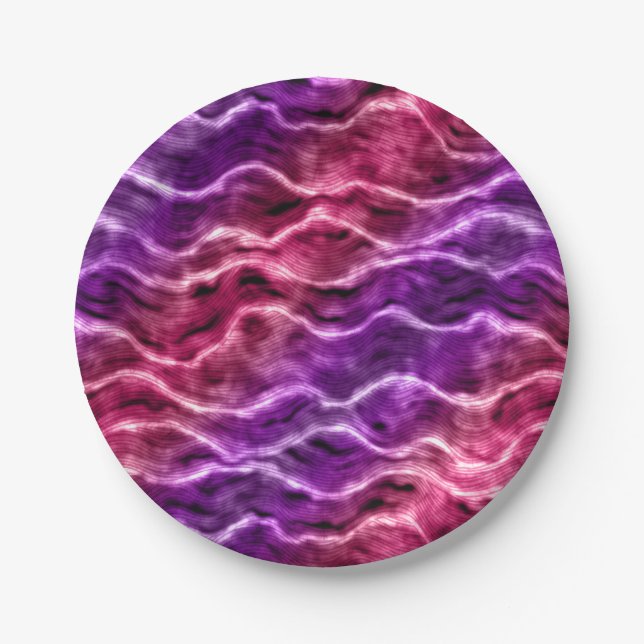 Plato De Papel olas de tinta - gradiente rosados : (Anverso)