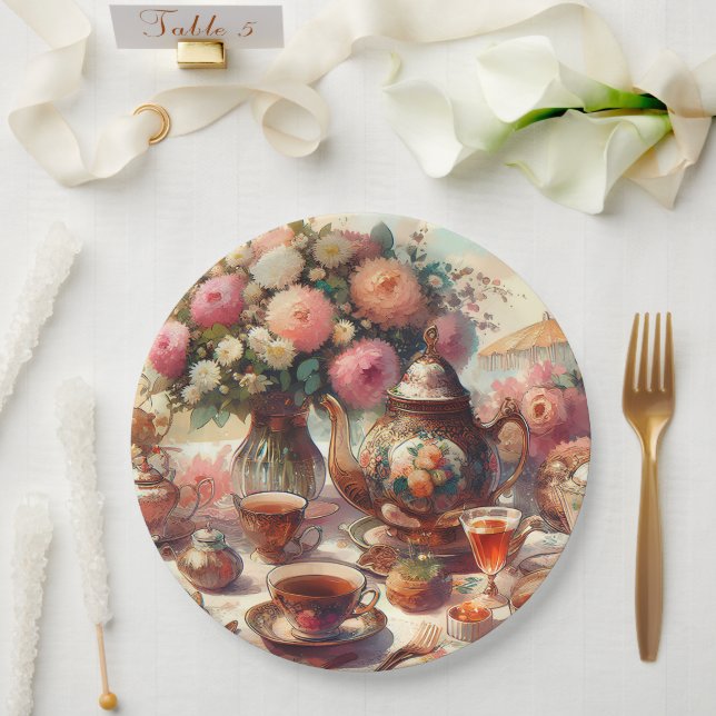 Plato De Papel Old Fashion Tea Party  (Boda)