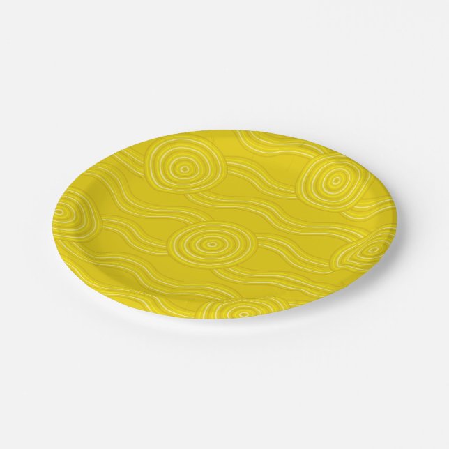 Plato De Papel Oleada de arte aborigen (Angular)