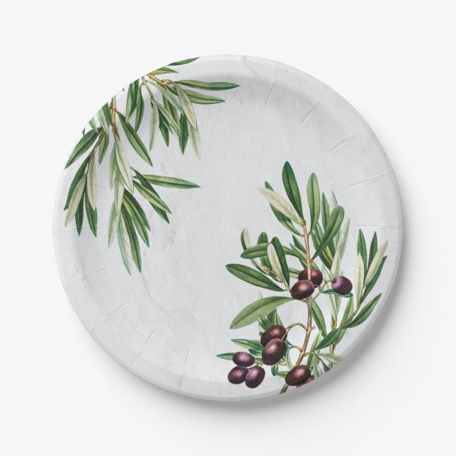 Plato De Papel Olive sale de la isla mediterránea griega (Anverso)