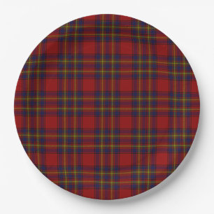 Plato De Papel Oliver tartan amarillo rojo platillo
