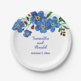 Plato De Papel Olvídate de mi papel Boda Floral Azul