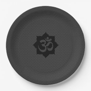 Plato De Papel OM Lotus Spirituality Yoga in Carbon Fiber Style