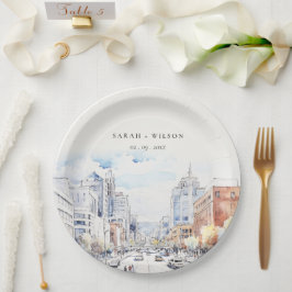 Plato De Papel Omaha Nebraska Watercolor Landscape Wedding
