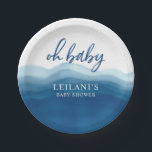 Plato De Papel Ombre azul de Baby Shower Oh bebé<br><div class="desc">Mantén el tema de la ducha de bebé atravesando los platos con esta sombra de color azul.</div>
