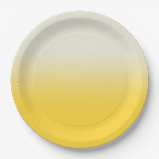 Plato De Papel Ombre de gradiente amarillo y marfil dulce (Anverso)
