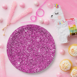 Plato De Papel Ombre Sparkle, Purpurina Rosa Girly