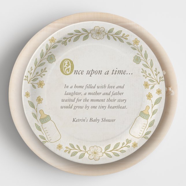 Plato De Papel Once Upon a Time New Chapter Baby Shower (Once upon a time, A new chapter begins Baby Shower Theme, Our next chapter Storybook Vintage )