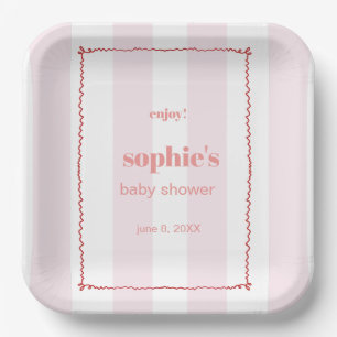 Plato De Papel Onda Brunch & Bubbly Red And Pink Retro