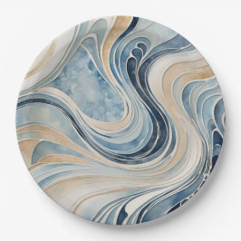 Plato De Papel Ondas abstractas