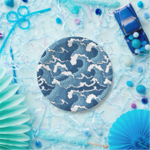 Plato De Papel Ondas abstractas