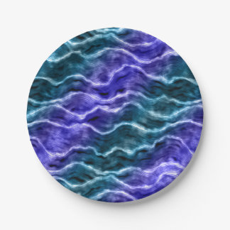 Plato De Papel ondas de tinta - gradiente de azules :